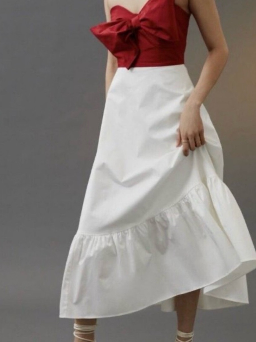 Hutch Anthropologie Women's White High-Low Ruffle Hem Skirt 4p